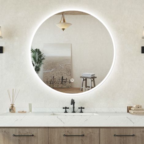 Specchio da bagno Tondo 50 x 50 cm Retroilluminato Con Led, Antiappannamento (1/5)