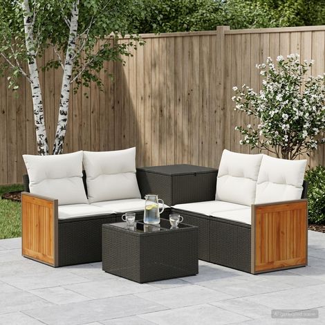 vidaXL Ensemble de Canapés 6 pc Noir et blanc crème (1/5)