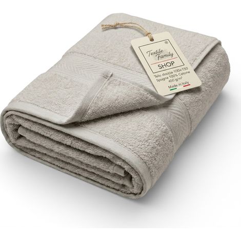 Telo Doccia Luna 100x150 in Spugna 100% Cotone 450 g/m² Made in Italy (1/5)
