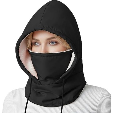 Cagoule coupe-vent unisexe, masque de ski thermique imperméable, protection visage et cou, noir, idéale pour les sports d'hiver et les conditions hivernales. (1/5)