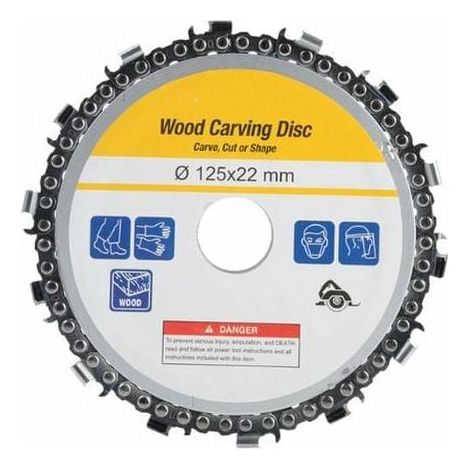 Holzbearbeitungsscheibe – Kettenscheibe für Winkelschleifer 125 mm – 22 mm Zentrierbohrung – Für 127-mm-Winkelschleifer – Einheit (1/5)