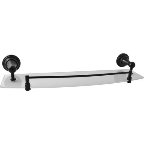 Etagère murale de douche avec rail rétro MORAVA en laiton noir 50x14x7,6 cm (1/2)