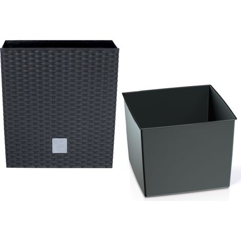 Prosperplast Blumentopf Blumenkübel Anthrazit mit Pflanzeinsatz, Kunststoff, Höhe: 40,8 cm