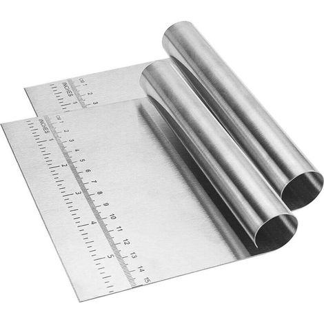2 Pièces Teigschneider Spatule Teigspachtel en acier Inoxydable multi-usages Küchenschneider-grattoir avec Échelle de mesure pour le Pain,pâte à Pizza,Gâteau,Gâteau,Biscuits (1/5)
