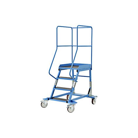 Escalera rodante con tarima  pieza insertada en los peldaños 