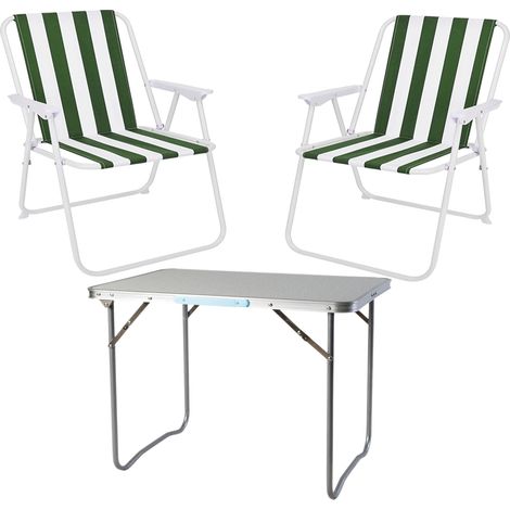 3-teiliges Campingmöbel Set 70x50x59cm grün-weiß-MMC330870+2xMPO2600GW (1/3)