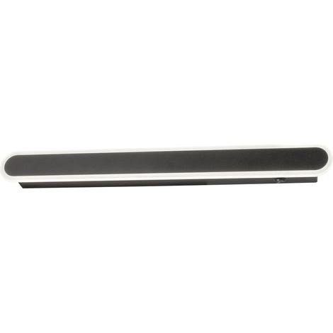 Applique murale noir sable L : 60 cm, l : 6 cm, saillie du mur : 4,50 cm commutable avec interrupteur 1 x LED 16,0 W 2700 K incluse. 2300 lm EEG : F 30554
