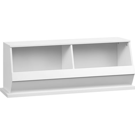 Meuble 2 casiers bacs de rangement en MDF - dim. 90L x 36l x 35H cm -blanc (1/4)