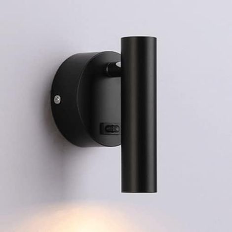 Mini spot de chevet avec bouton d'allumage, murale de lecture moderne à LED en aluminium, murale en métal simple, 3W 6000K murale décorative pour chambre à coucher Angle d'é (1/5)
