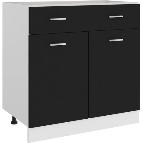 Mobiletto da bagno dal design contemporaneo con cassetti 80 x 46 x 81,5 cm legno nero 020047667