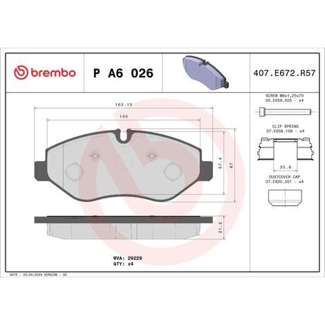 PLAQUETTES DE FREIN AVANT BREMBO PA6026