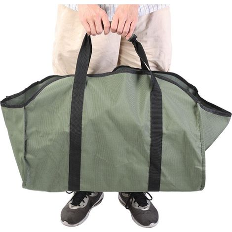 Sac à bois de chauffage portable pour l'extérieur, sac de bûcheron, sac à bois de chauffage en toile verte, sac multifonctionnel