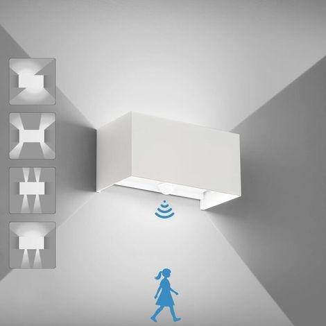 BOMCLAP Applique murale à lumière blanche froide 24W, applique murale étanche extérieure à LED,Angle d'éclairage réglable - avec capteur de mouvement (1/5)