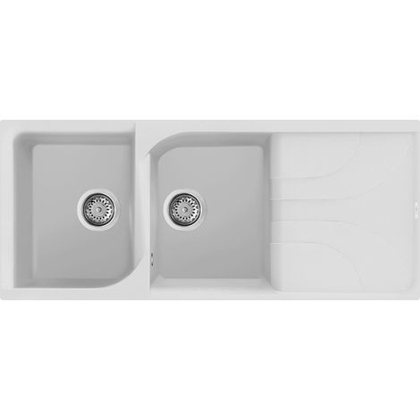 Lavello Elleci Incasso 2 vasche 116x50 Ego 500 Granitek Bianco LGE50068 (1/3)