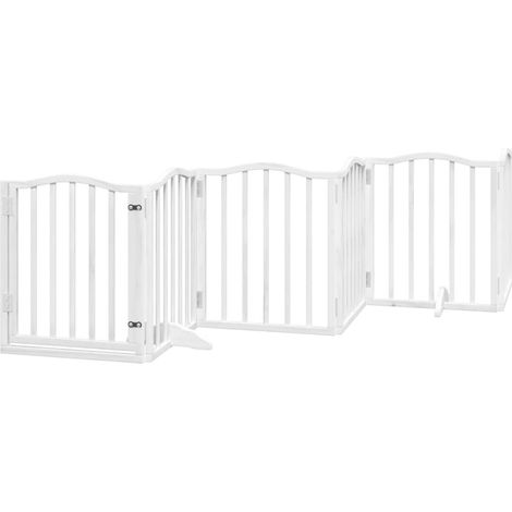 Barrière de sécurité pour chien animaux de compagnies et porte 6 panneaux bois de peuplier blanc (1/5)
