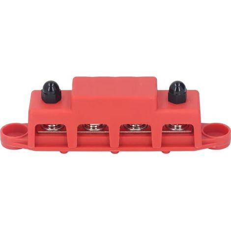 Barre omnibus M8 à 4 goujons, bloc de distribution électrique 250 A pour camping-car, bateau, marine, 48 V CC, rouge (1/5)