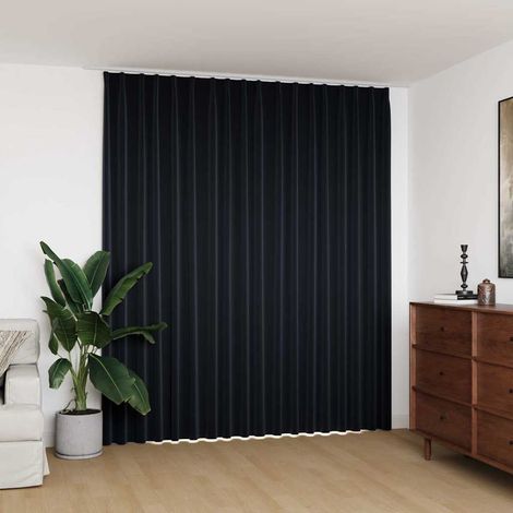 vidaXL Cortina opaca con ganchos negro 290x245 cm (1/5)