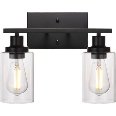 Vintage black bathroom wall light – Clear glass shade – LED compatible – Easy installation – Adjustable lighting (1/5)