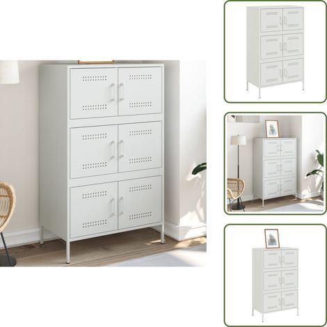 Muebles industriales - vidaXL Aparador de acero blanco 68x39x113 cm - Armario blanco