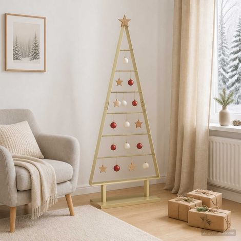 vidaXL Árbol de Navidad de metal KUOPIO 125 cm Acero Dorado (1/5)