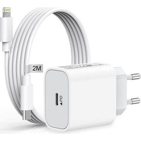 Ladegerät für iPhone 14/14 Pro/14 Pro Max/14 Plus/13/12/11/SE/XS/XR, 20 W USB-C Schnellladefunktion und 2 m Netzkabel, Weiß (1/5)