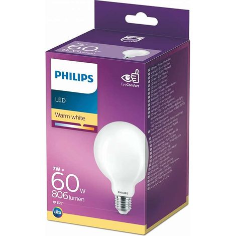 ampoule LED Equivalent 60W E27 Blanc chaud non dimmable, verre (1/2)