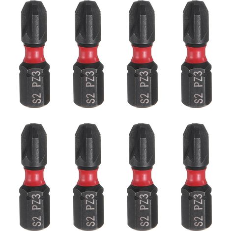 8pcs PZ3 Embout de Tournevis 1/4" Tige Hexagonale 25mm/1" Longueur Magnétique Embouts Hexagonaux à Fente Phillips Acier S2 de Perceuse Électrique (1/5)