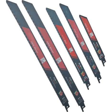 Ensemble de 5 lames de scie alternative Sabre trempées à denture fine pour la coupe du métal et du bois BIM42 (1/5)