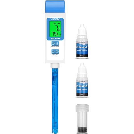 Testeur de pH pour la de l'eau, Testeur de pH Numérique, Lecteur de pH, Kit de Test de pH et de Température, Convient Aux Aliments en Conserve et à Diverses Solutions (1/5)