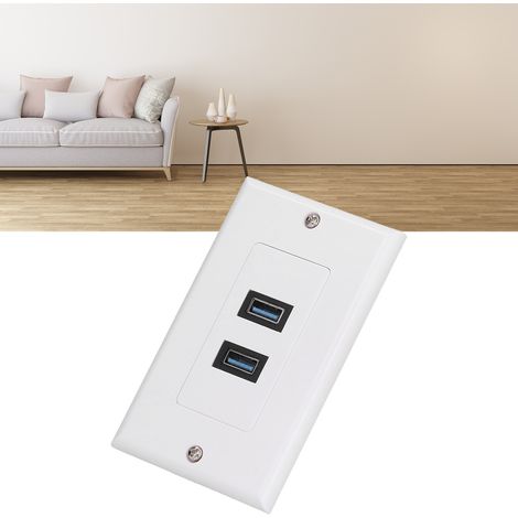 Plaque murale USB 3.0 avec 2 ports pour chargement rapide et transfert de données