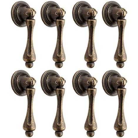 Lot de 8 poignées de tiroir et de placard vintage décoratives en bronze (1/5)