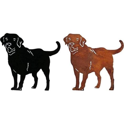 Statue de Chien en Métal, Statues d'animaux Mignons pour la Maison en Plein Air pour Décoration de Jardin en Plein Air (Rouiller) (1/5)