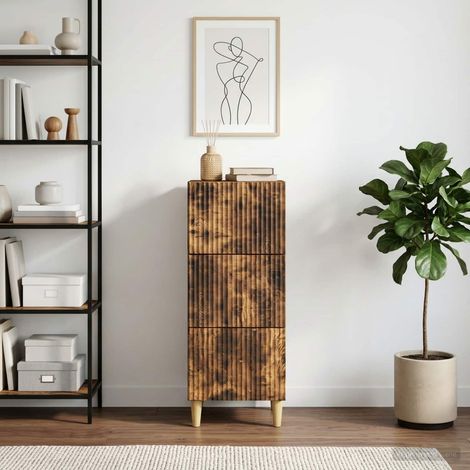 vidaXL Cajonera Roble Ahumado 33 x 34,5 x 90 cm Madera de Ingeniería (1/5)