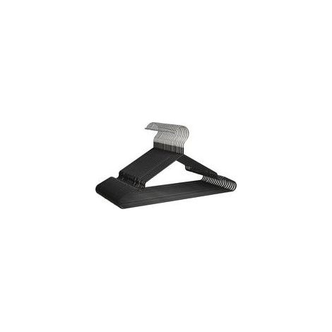Cintres en Métal avec Revêtement en Caoutchouc Antidérapant, Lot de 20, Noir - Profil Mince Gain de Place, Robustes pour Vêtements Lourds, Encoches pour Robes et Barre à Pantalons (1/5)
