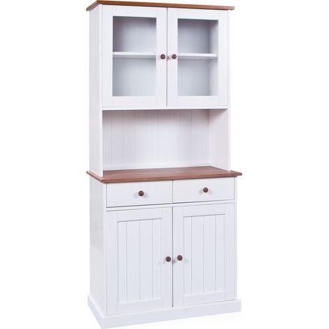 Wright Buffet, 2 portes, 2 portes vitrées, 2 tiroirs, blanc, marron. (1/5)