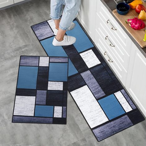 Lot de 2 tapis de cuisine antidérapants et absorbants pour maison, salle à manger et entrée, 40 x 60 cm + 40 x 120 cm (1/5)