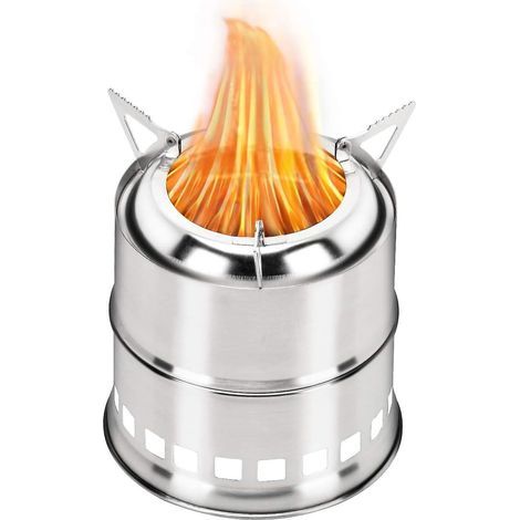 rchaud De Camping Pliable Bois, Pole Alcool, Petit Pole Portable En Acier Inoxydable Pour Randonne En Plein Air, Voyage, Pique-nique, Barbecue (1/5)