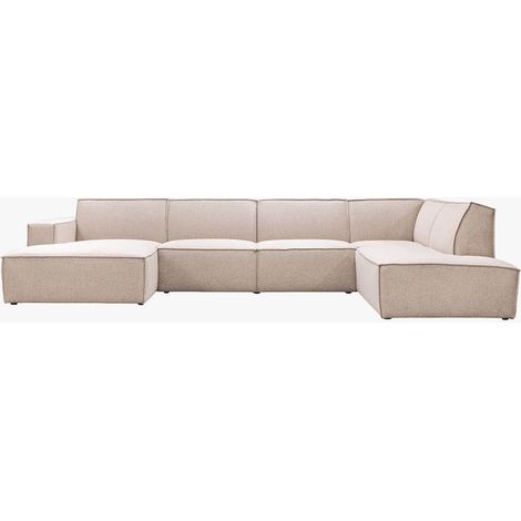 ELIA XL Canapé panoramique en tissu beige - Angle gauche (1/5)