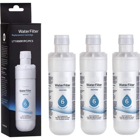 Pack of 3 Water Filters for Refrigerator ADQ747935, Replacement for LT1000P/PC/PCS, MDJ64844601, ADQ74793501, ADQ7479350 (1/4)