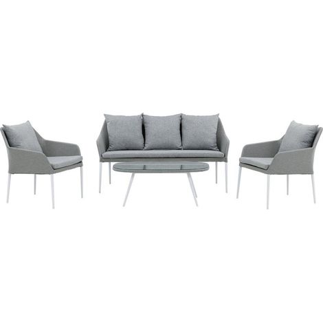 Salon de Jardin "Spoga" 151cm Gris & Blanc (1/5)