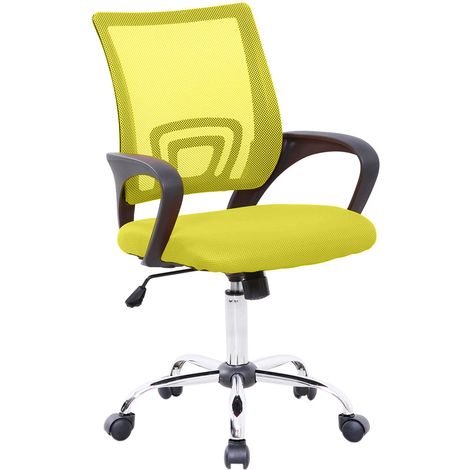 Svita – Chaise de bureau enfants et adolescents jaune – Chaise pivotante en tissu – Dossier ergonomique – Réglable en hauteur 48-59 cm – Accoudoirs confort
