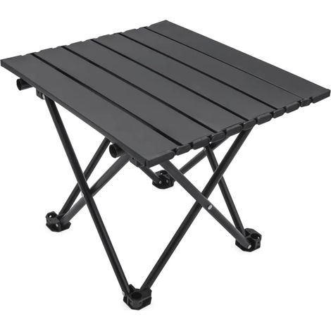 Table pliante de camping noire avec sac de transport - 40 x 35 cm - Table de jardin universelle avec plateau enroulable (1/5)