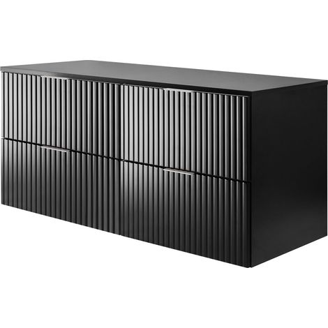 Mobile lavabo, Nero, 120 (2 x 60) x 57 x 46 cm, maniglia argento + Piano (1/5)