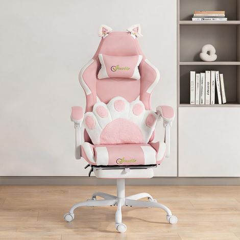 Chaise de bureau coloris rose en similicuir 63,5 x 53 x 128 cm (1/5)