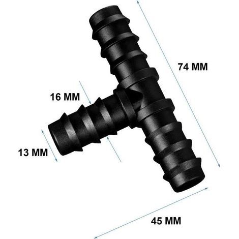 Raccord en T pour système d’irrigation avec tuyaux de 16 mm – Connecteur universel pour arrosage goutte à goutte et jardin (1/5)