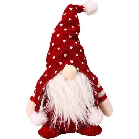 Poupée de Noël lutin - Décoration rouge en polaire - 35x13x7 cm - Fait main (1/4)