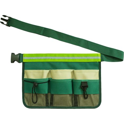 Ceinture porte-outils professionnelle verte, sac à outils imperméable en toile avec multiples poches, poche ceinture taille homme pour jardinage et bricolage (1/5)