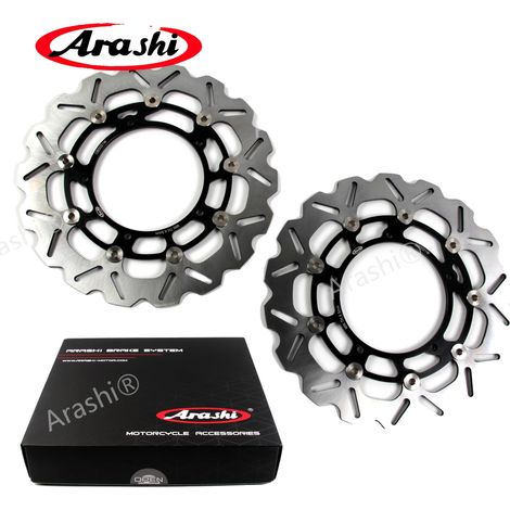 Discos de freno delanteros flotantes mecanizados por CNC, material duradero, rendimiento mejorado, disco delantero negro. (1/2)