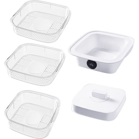 Couvercle transparent en plastique avec affichage de la température, anti-poussière et isolant pour aliments (lot de 5). (1/5)