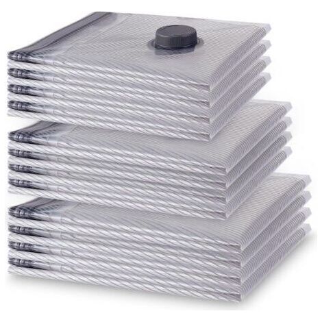 Lot de 12 Sacs Sous Vide Vetement Aspirateur, 4x 40x50cm, 4x40x60cm, 4 x 50x60cm, Sac de Rangement Sous Vide Réutilisable, Housse Sous Vide Peu Encombrant pour Pulls, Chemises, Voyages